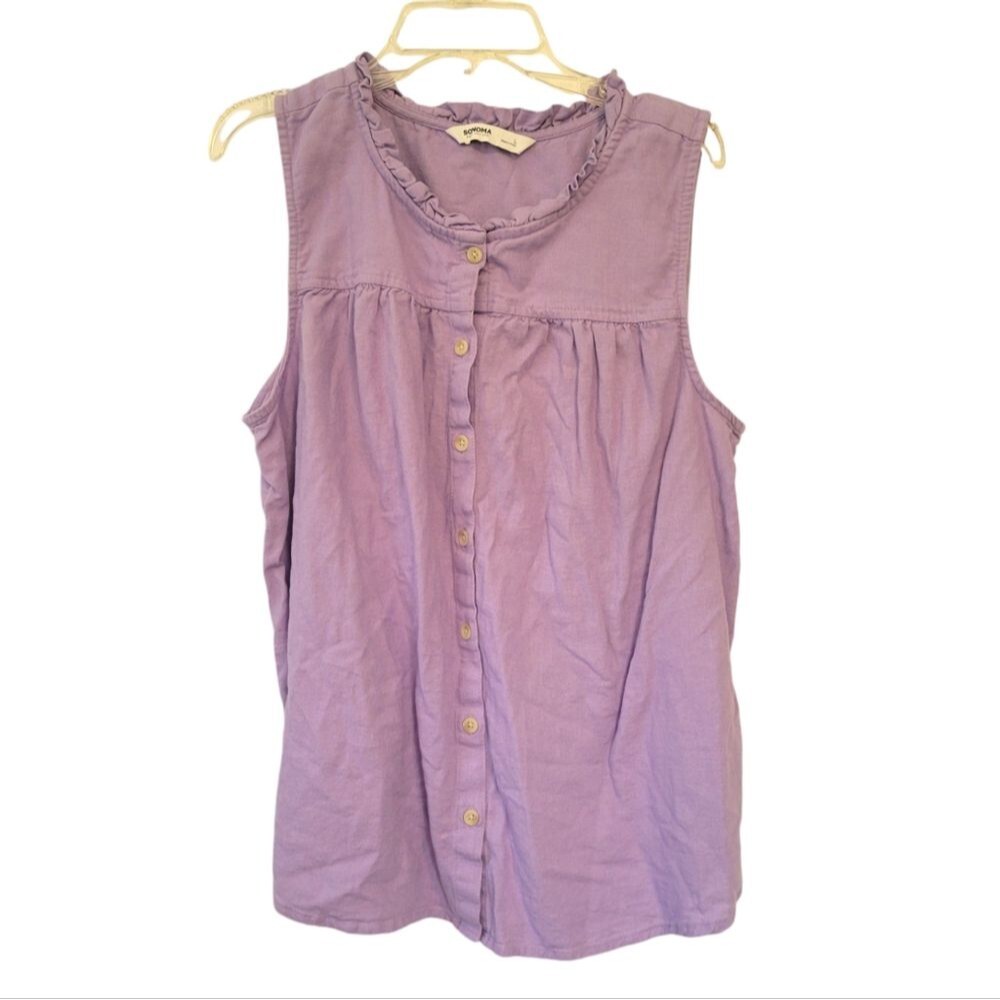 Sonoma Purple Sleeveless Linen Blend Top Size Large
